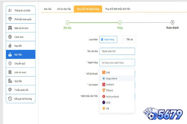 Các hình thức rút tiền phổ biến tại nhà cái 5679